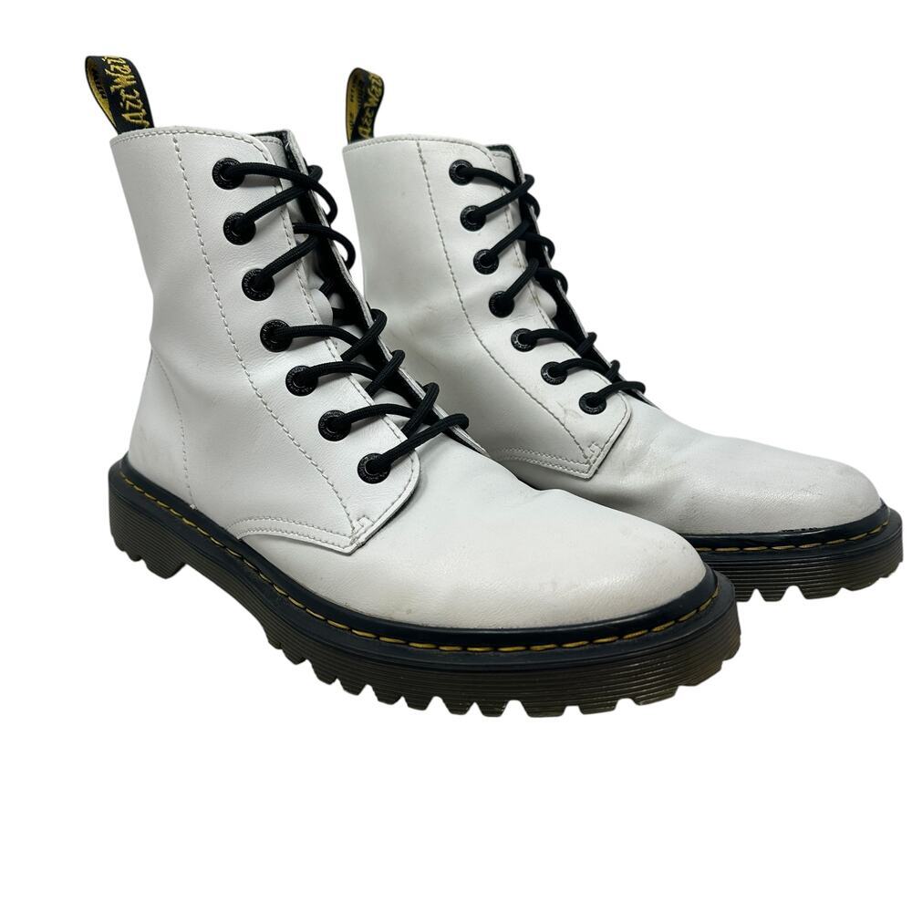 Dr. Martens Luana Combat Boots White Leather Lace Up‎ Women's Size US 10
